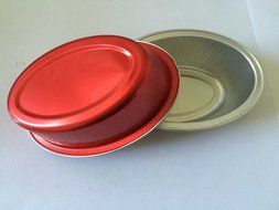 KEISEN 4&quot; mini Disposable Aluminum Foil Cups 85ml for Muffin Cupcake Baking Bake Utility Ramekin Cup 100/PK (red)