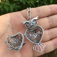 Fashion Owl Locket Essential Oil Aromatherapy Diffuser Necklace Pendant