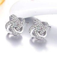 Womens 925 Sterling Silver Swarovski Crystal Eternal Heart Ear Stud Earrings New N2