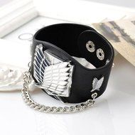 Popular Anime Attack On Titan Liberty Wing PU Leather Watch Bangle Cuff Bracelet