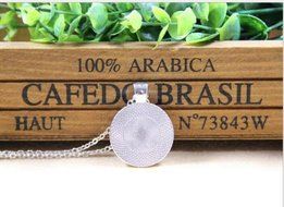 Vintage crow Cabochon Tibetan silver Glass Chain Pendant Necklace