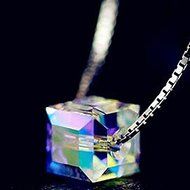 1pcs Women Fashion Crystal Love Box Pendant Sterling Silver Chain Necklace HPT N6