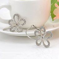 Women Elegant Silver Plated Crystal Rhinestone Flower Stud Earrings Hoop Jewelry N2