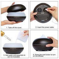 300ml Aroma Essential Oil Diffuser, Bamboo Line Texture Style, Ultrasonic Cool Mist Humidifier -7 Changing Color... N3