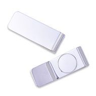 5pcs Stainless Steel money clip with 18mm round Bezel,Cash Holder,Silver Plated N3