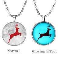 Glow In The Dark Christmas Elk Luminous Pendant Necklace Sweater Chain Gift
