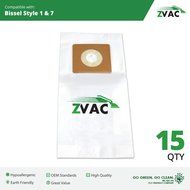 15 Bissell Style 1 + 7 Allergy Filtering Vacuum Cleaner Bags, Replaces Part # 32120 Fits PowerForce, PowerTrak...