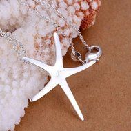 Fashion Womens Jewelry Silver Beautiful Starfish Pendant Necklace Chain N2