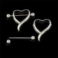 Ideal 2PCS Surgical Steel Love Heart Nipple Shield Bar Ring Body Piercing N4