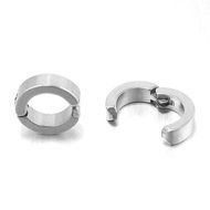 Hot 1 Pair Men Stainless Steel Non-Piercing Clip On Ear Stud Cuff Hoop Earrings (siller) N2