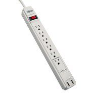 Tripp Lite 6 Outlet Surge Protector Power Strip 6ft Cord 990 Joules Dual USB Charging LIFETIME WARRANTY &amp; $20K... N2