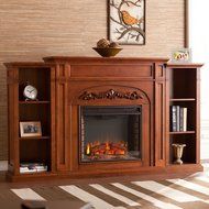 Grandmasters 42" Bookcase Electric Fireplace with Classic brick style interior, offers 6 fixed shelves, Child... N5