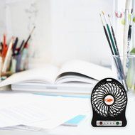 Happy-top&reg; 4-inch Vanes 3 Speeds Mini Hand Held Portable USB Fan with 18650 Rechargeable Battery and USB Cable... N16