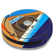 Skin Decal Vinyl Wrap For IRobot Roomba 650 655 Vacuum / Abstract Patterns Blue Tan