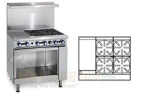 Imperial Commercial Restaurant Range 36&quot; 4 Burners 12&quot; Griddle 1 Cabinet Base Propane Ir-4-G12-Xb-P