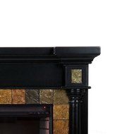Abir 44 in. Indoor Convertible Media Electric Wall Mount Fireplace in Black with Faux Slate &amp; TV stand can Fit... N6