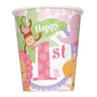 Pink Safari First Birthday Party Blowers, 8ct N10
