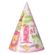 Pink Safari First Birthday Party Blowers, 8ct N12