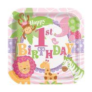 Pink Safari First Birthday Party Blowers, 8ct N13