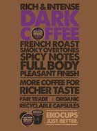 EKOCUPS Artisan Organic Dark Coffee, Dark Roast, in Recyclable Single Serve Cups for Keurig K-cup Brewers, 40...