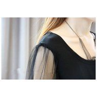 Spritech(TM) Fashion Women&#039;s Scoop Neck Long Vintage Puff Sleeve Slim Retro Dress White XXL N4
