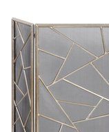 MutterMui Modern Geometric Abstract Fireplace Fire Screen Antiqued Silver Iron Metal 51 inches W N3