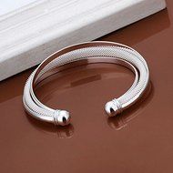 New Women 925 Silver Plated Solid Twist Cuff Bangle Bracelets Fashion Jewelry N4