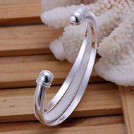 New Women 925 Silver Plated Solid Twist Cuff Bangle Bracelets Fashion Jewelry N5