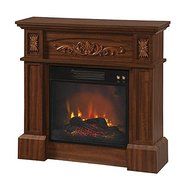 Electric Fireplace Heater Etched Wood Walnut Flame Option Adjustable Imported