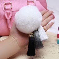 Spritech(TM) Cute Fashion Car Bag Key Chain Accessary Rabbit Fur Plush Key Ring Tassels Pendant for Handbag Knapsack... N5