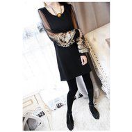 Spritech(TM) Fashion Women's Scoop Neck Long Vintage Puff Sleeve Slim Retro Dress White XXL N5