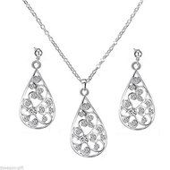 GIFT 1PC Fashion Women Jewelry Rhinestone Drop Pendant Errings Necklace Suit N3