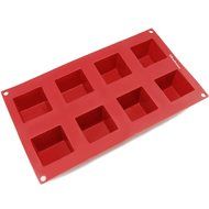 Freshware SL-133RD 8-Cavity Square Silicone Mold for Soap, Bread, Loaf, Muffin, Brownie, Cornbread, Cheesecake...
