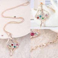 Women Exquisite Ballet Girl long necklace color crystal Sweater Chain Pretty N3
