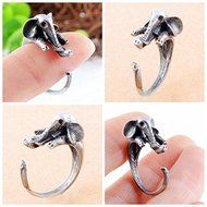 Summer Style Adjustable Burnished Elephant Animal Wrap Rings for Women and Girls