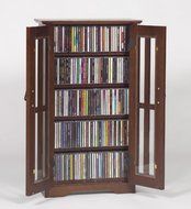 Leslie Dame M-190W Wall Mounted Mission Style Media Storage Cabinet, Walnut