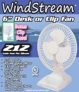 NEW WindStream 6 inch Desk Fan / Clip Fan combo, includes both bases. UL Listed