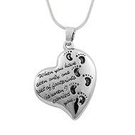 Fashion Mom Love Heart Footprint Crystal Chain Necklace Mother's Day Family Gift