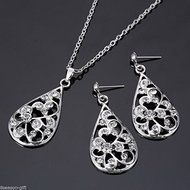 GIFT 1PC Fashion Women Jewelry Rhinestone Drop Pendant Errings Necklace Suit N4