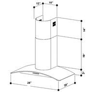 NT AIR Range Hood Wall Mounted Black KA-144-BLK-CLG-24"