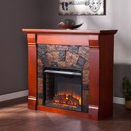 Electric Fireplace Heater Remote Control Adjustable Heat Free Standing 1500w Mahogany Brick Style