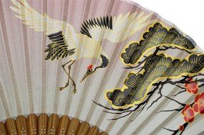 TANG DYNASTY(TM) Japanese Silks Hand Fan Red crowned Crane Handheld Fan Jhf-165 N5
