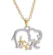 Fashion Women Animal Elephant Long Chain Crystal Silver Plated Pendant Necklace N3