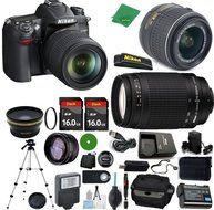 Nikon D7000 - International Version (No Warranty), 18-55mm f/3.5-5.6 DX VR, Nikon 70-300mm f/4-5.6G, 2pcs 16GB...