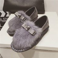 Spritech(TM) Women's Winter Flat Fur Warm Cute Bowknot Ankle Shoes with Beaver Rabbit Fur Hair Trim Leopard N4