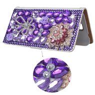 Spritech(TM) PU Leather Wallet Case 3D Handmade Bling Purple Crystal Design Flower Butterfly Decorated Sim Folding... N6