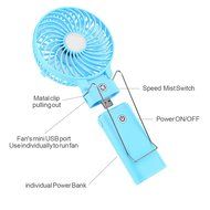 DOIOWN Handheld Portable Table Mini Fan Battery Rechargeable (Blue) N17