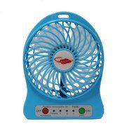 Happy-top&reg; 4-inch Vanes 3 Speeds Mini Hand Held Portable USB Fan with 18650 Rechargeable Battery and USB Cable... N19