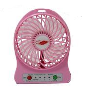 Happy-top&reg; 4-inch Vanes 3 Speeds Mini Hand Held Portable USB Fan with 18650 Rechargeable Battery and USB Cable... N23