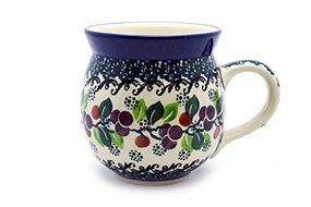 Polish Pottery Mug - 11 oz. Bubble - Burgundy Berry Green